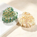 Monstera Leaf Gilded Hair Claw Clip - Aesthetic Tropical Palm Leaf Hair Jaw Clip for Women