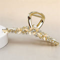Vintage Pearl Floral Hair Claw Clip – Sparkling Rhinestone & Blossom Metal Hair Catch for Women⁠